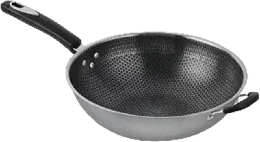Koekenpan Koeken en Wok Gelijkmatig Koken Duurzame Antiaanbaklaag 34 cm Zwart