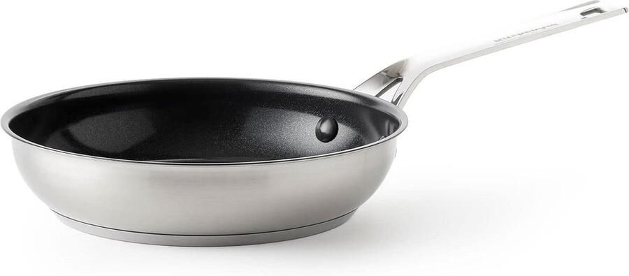 Koekenpan Koekepan Antiaanbak Bakken en Braden PFAS-Vrije Keramische Laag 24 cm Zilver