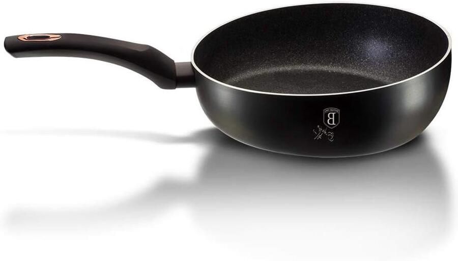 Koekenpan Koekepan Bakpan Gelijkmatig Bakken 3-laags Marmer Coating 26 cm Zwart Rosegoud