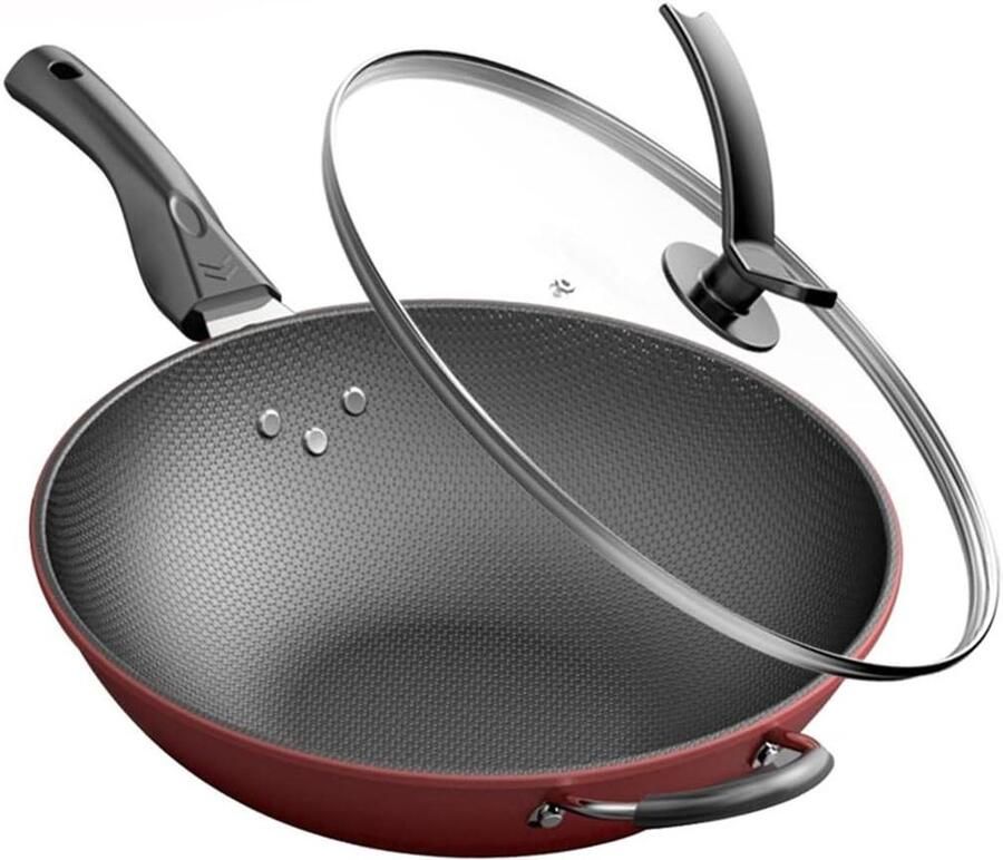 Koekenpan Koekepan Bakpan Koken en Bakken Honingraat Antiaanbaklaag 32 cm Zwart