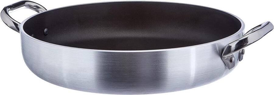 Koekenpan Koekepan Bakpan Vlees Groenten Bakken Antiaanbaklaag 5mm 32 cm Zilver
