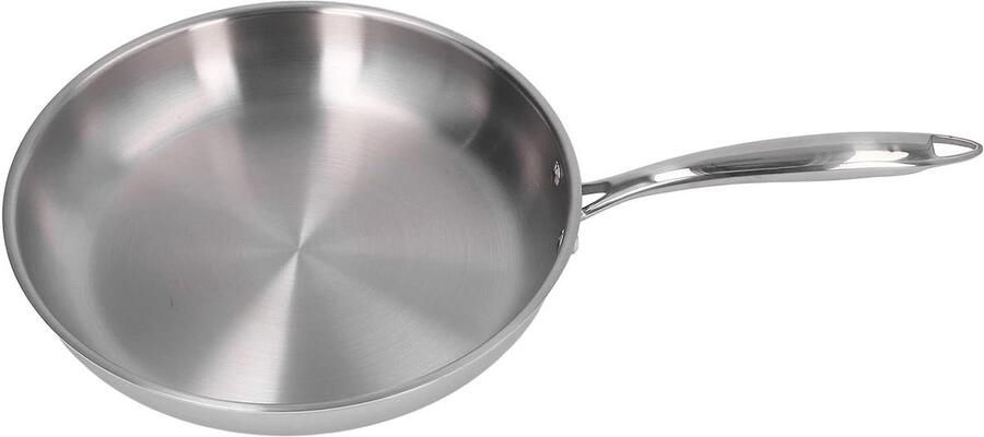 Koekenpan Koekepan Braadpan Omeletten Bakken Drielaagse Bodem 30cm Zilver