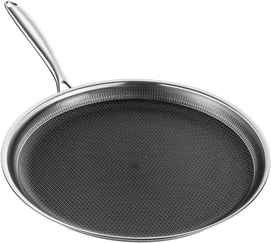 Koekenpan RVS Koekenpan Pan Bakken en Braden Honingraatontwerp 32cm Zilver