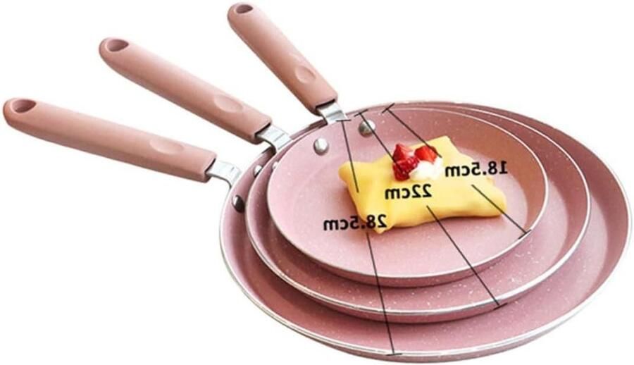 Koekenpan Koekepan Omeletpan Lekkere Maaltijden Bereiden Antiaanbaklaag Platte Bodem 34 cm Roze