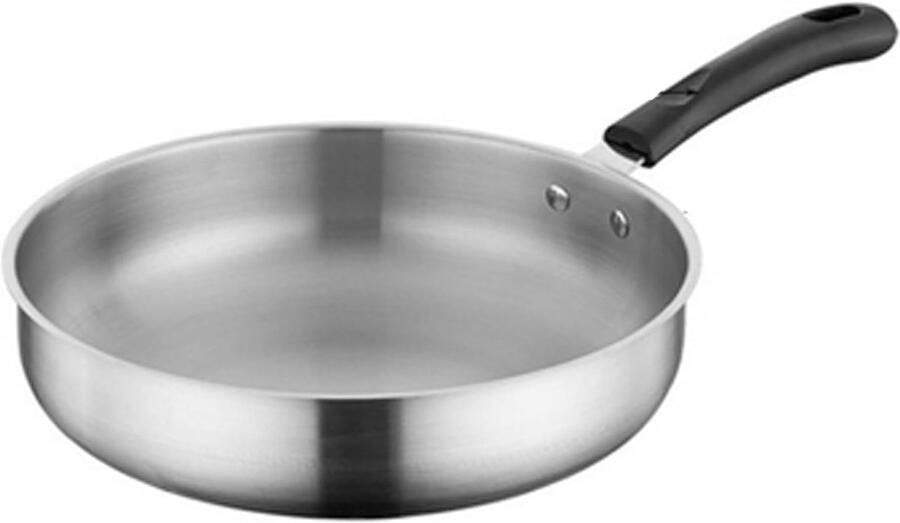 Koekenpan Steelpan Veelzijdig Koken Roestvrij Staal 28 cm Zilver