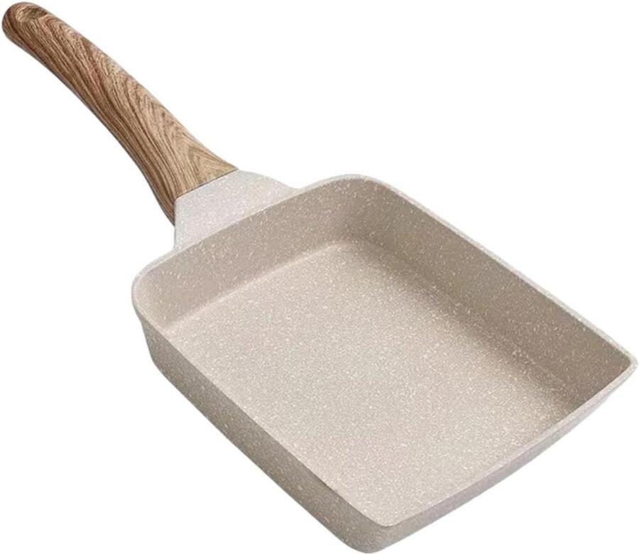 Koekenpan Koekjespan Grillpan Ontbijt Maken Granieten Antiaanbaklaag 19 x 16 cm Grijs