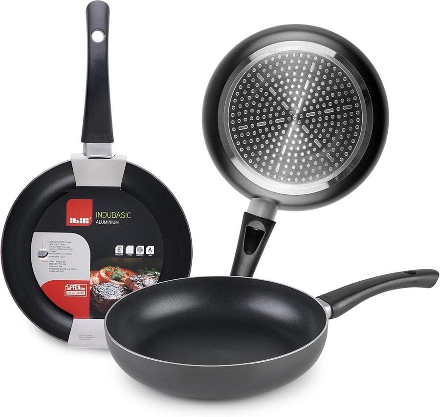 Koekenpan Aluminium Koekenpan Met Anti-aanbaklaag Koken Op Inductie PFOA-vrij 30 cm Zwart