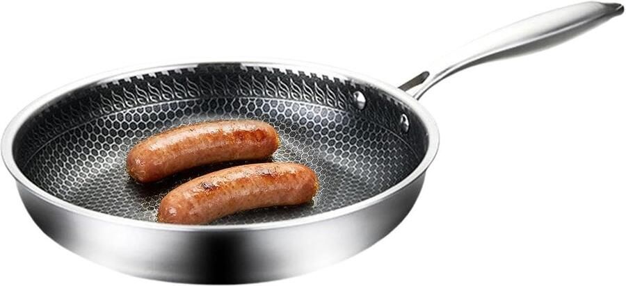 Koekenpan Kookgerei pan Thuis koken Antiaanbaklaag 24 cm Zilver