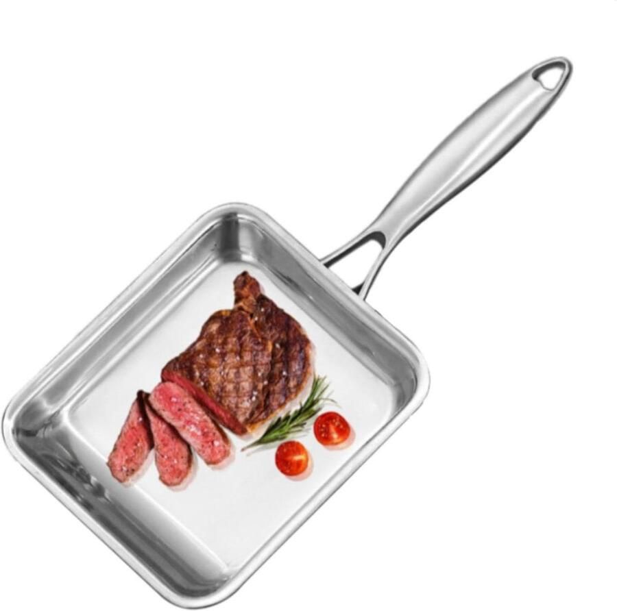 Koekenpan Kookpan Wok Koken Voor Thuis Vierkante Platte Bodem 19x16x4cm Zwart