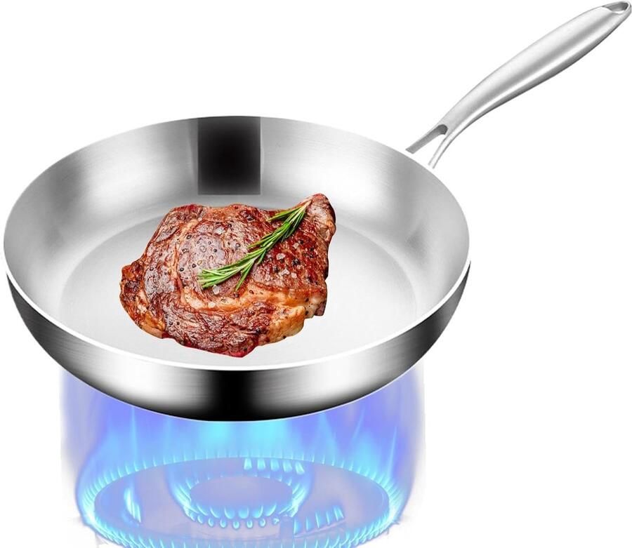 Koekenpan Kookpot Inductie Dagelijks Koken Roestvrij Staal 24x24 cm Zilver