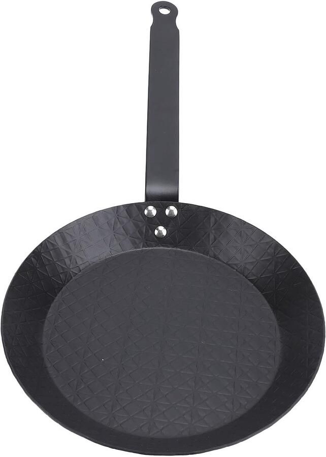 Koekenpan Koolstofstaal Anti-aanbak Pan Veelzijdig Koken Rookloze Technologie 28CM Zwart