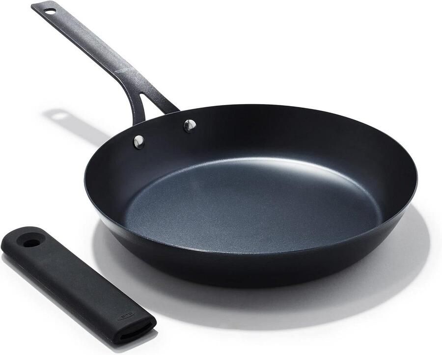 Koekenpan Koolstofstaal Bakpan Koekenpan Koken Bakken Voorgekruid Antiaanbaklaag 254 cm Zwart