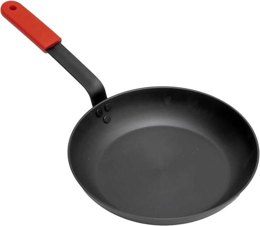 Koekenpan Koolstofstaal Braadpan Zwart Snel Aanbraden Voorgebrand Oppervlak 28 cm Zwart