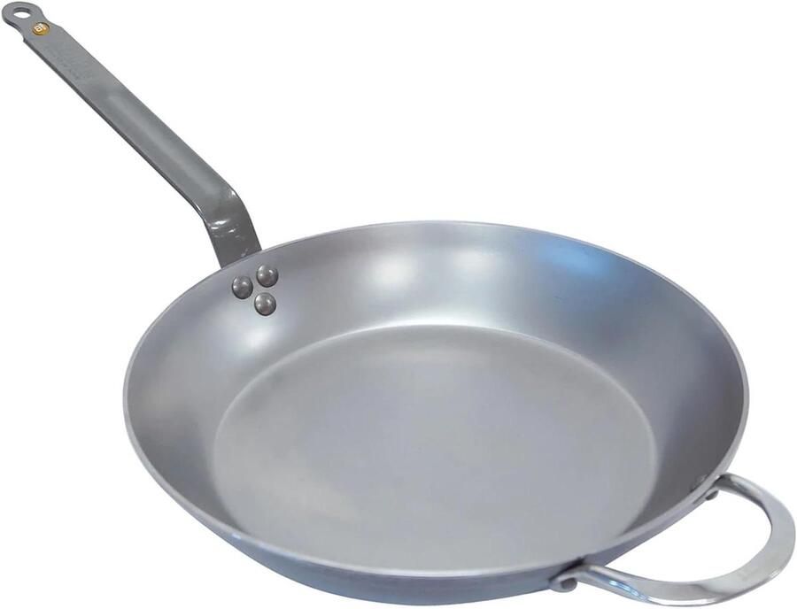 Koekenpan Koolstofstaal Bratpan Bakpan Schroeien Braden Natuurlijk Antiaanbaklaag 36 cm Diameter Zwart
