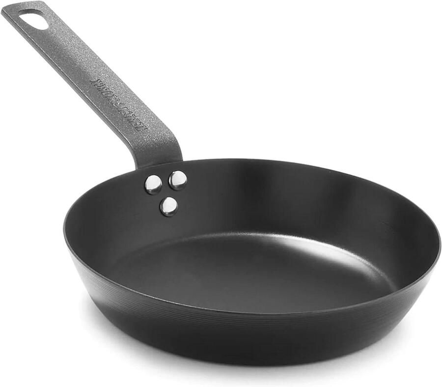 Koekenpan Koolstofstaal Koekenpan Inductie Hoge Temperaturen Koken Voorgegaard Natuurlijk Anti-aanbak 20 cm Zwart