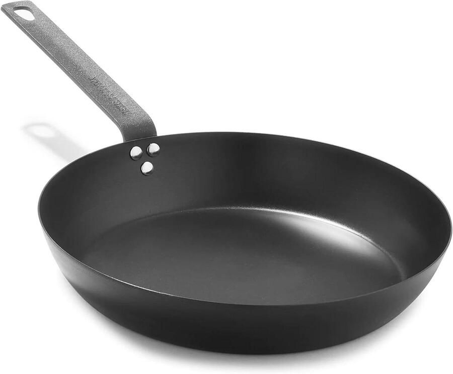 Koekenpan Koolstofstaal Koekenpan Koken op Hoge Temperatuur Natuurlijk Anti-aanbak 30 cm Zwart