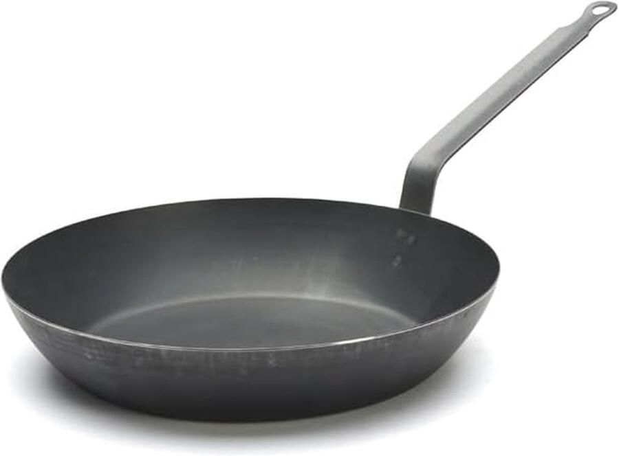 Koekenpan Koolstofstaal Kooplyon Frituren Sauté Sear 100% Natuurlijk Materiaal 28 Centimeter Diameter Zwart