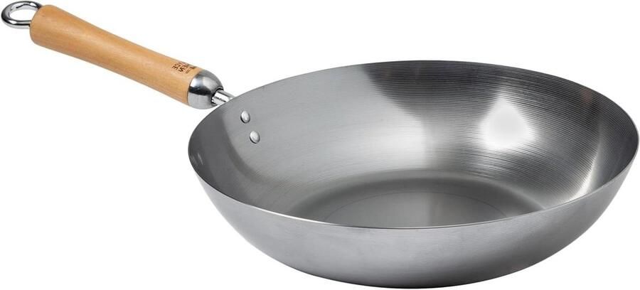 Koekenpan Koolstofstaal Wokpan Koekenpan Snel Bakken 15 mm dik 30 cm Zwart