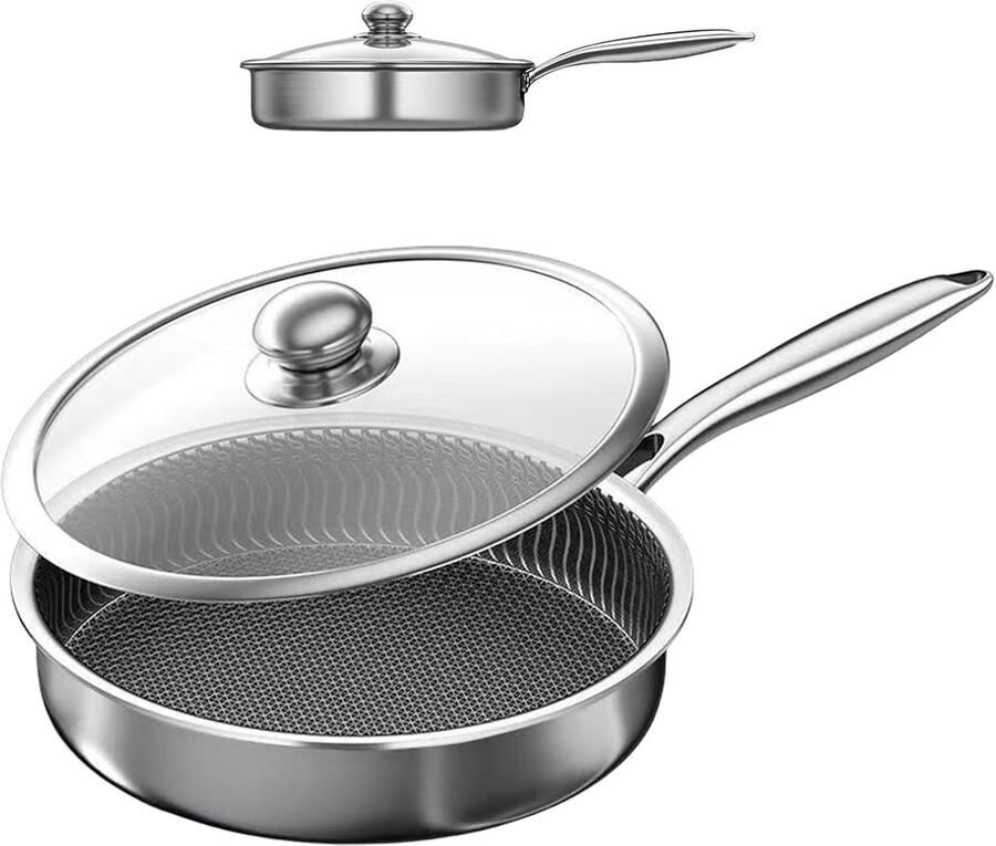 Koekenpan Koopgerei Koken aan huis Krasbestendige anti-aanbaklaag 30 cm Zilverkleurig