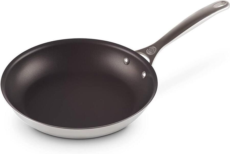 Koekenpan Laag Koekenpan met antiaanbaklaag Vetarm bakken 3-laags roestvrij staal 26 cm Zilver