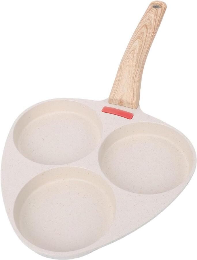 Koekenpan met 3 compartimenten Ontbijtpan Omeletpan Ontbijt Koken Anti-aanbaklaag 35x20cm Zwart