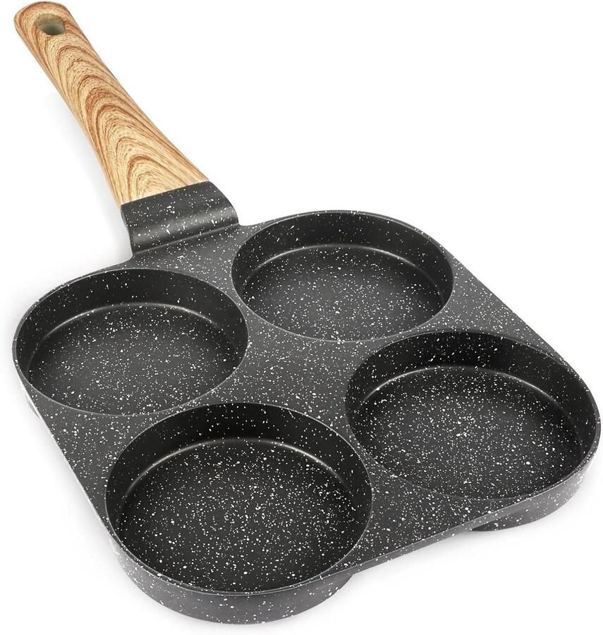 Koekenpan met 3 Vakken Omeletpan Tamagoyaki Ontbijt Maken PFOA-vrij Non-stick 4 Gaten Grijs