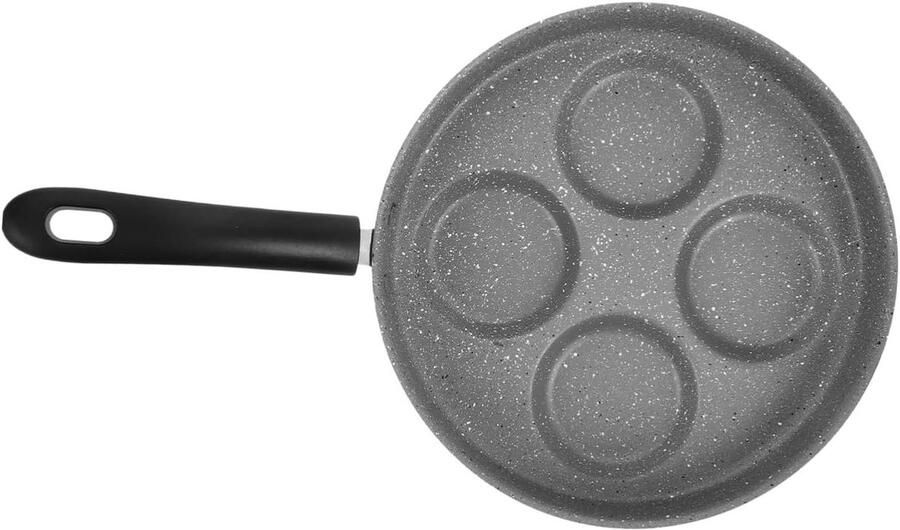 Koekenpan met 4 Gaten Eierpan Kleine Pan Ontbijt Bakken Antiaanbaklaag Aluminium 40.5 x 24.5 cm Lichtgrijs
