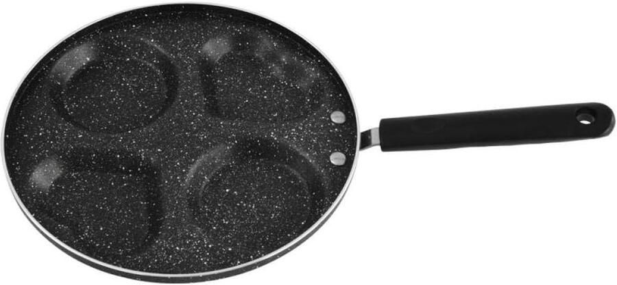 Koekenpan met 4 gaten Omeletpan pannenkoekenpan Ontbijt maken Antiaanbaklaag Niet gespecificeerd Zwart