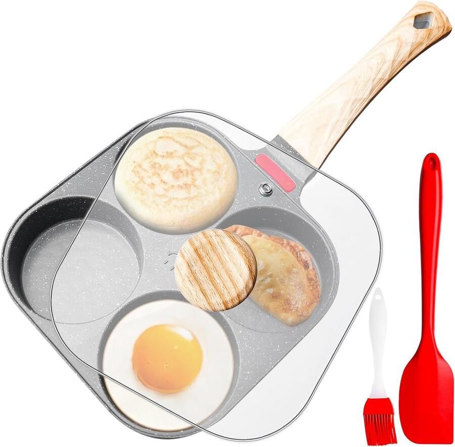 Koekenpan met 4 gaten voor pannenkoeken en eieren 28 cm inductie