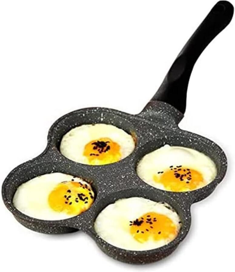 Koekenpan met 4 Gaten voor Pannenkoeken en Ontbijt Antiaanbak Pan