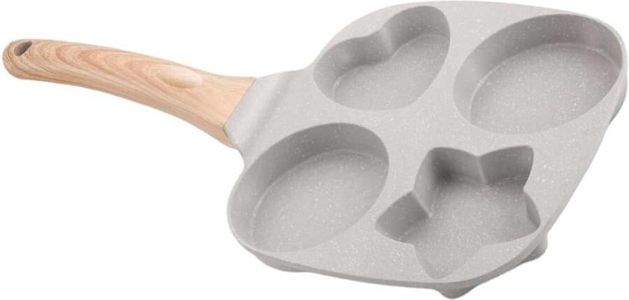 Koekenpan met 4 holtes Eierpan Pannenkoekenpan Ontbijt Bakken Antiaanbaklaag 23x23x4cm Grijs