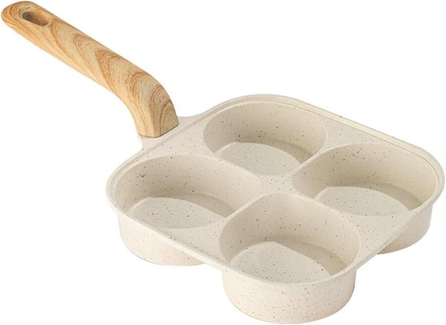 Koekenpan met 4 holtes Eierpan Pannenkoekenpan Ontbijt Bereiden Antiaanbaklaag 35 x 19 cm Zwart
