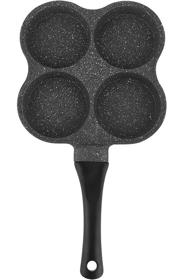 Koekenpan met 4 holtes Omelet pan Ontbijt maken Antiaanbaklaag 365x195cm Zwart