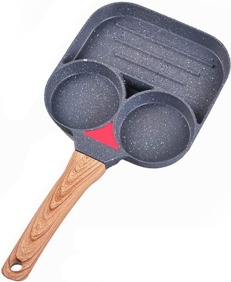 Koekenpan met 4 holtes Omeletpan pannenkoekenpan Ontbijt maken Antiaanbaklaag zonder klinknagels Niet gespecificeerd Zwart