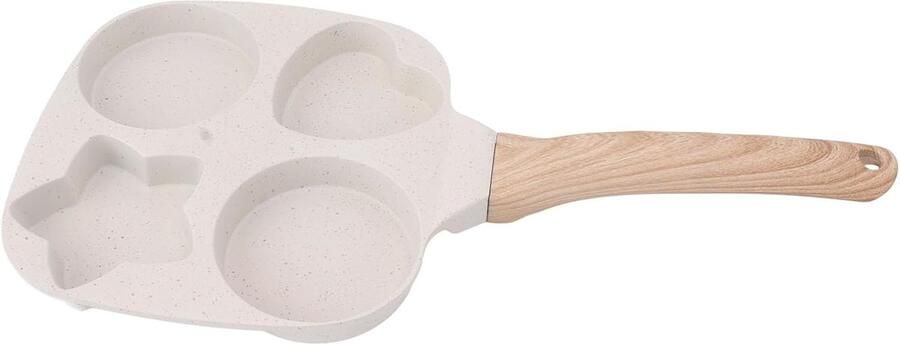 Koekenpan met 4 kopjes Ontbijtpan eierkoker Snel ontbijten Antiaanbaklaag aluminiumlegering Diameter 30cm Zwart