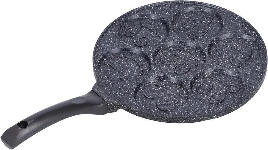 Koekenpan met 7 Gaten Pannenkoekpan Mini Ontbijt Maken Anti-aanbaklaag 7 Gaten Zwart