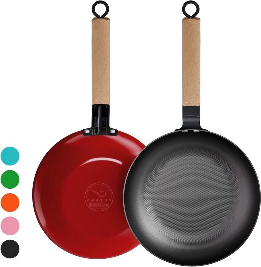 Koekenpan Antiaanbak pan Dagelijks koken Lichtgewicht ontwerp 25 cm Rood