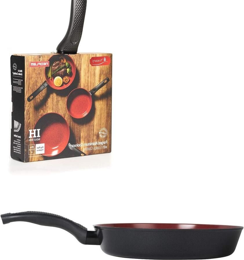 Koekenpan met anti-aanbaklaag Koken en bakken Natuurlijke minerale coating 24 cm Zwart