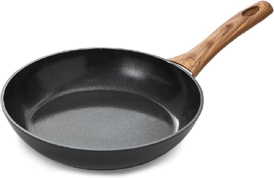 Koekenpan met anti-aanbaklaag Snel en gezond koken PFAS-vrije keramische coating 24 cm diameter Zwart graniet