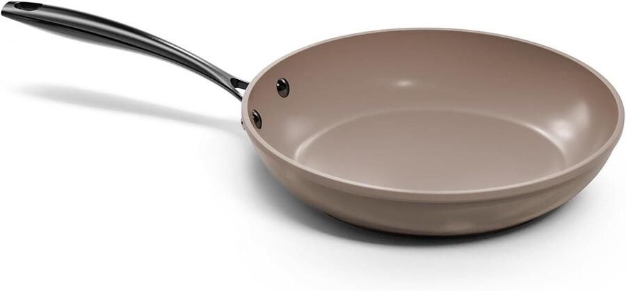 Koekenpan met anti-aanbaklaag Vetarm koken PFAS-vrije keramische coating 20 cm Taupe