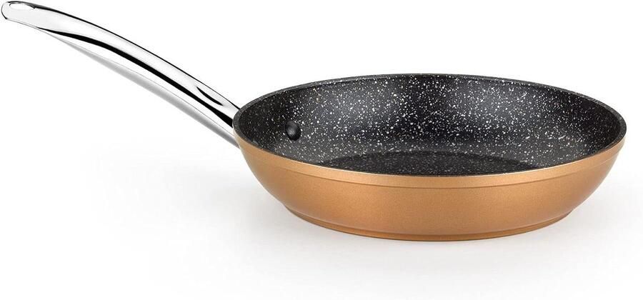 Koekenpan met antiaanbaklaag Dagelijks koken Gelijkmatige warmteverdeling 26 cm Koperkleurig