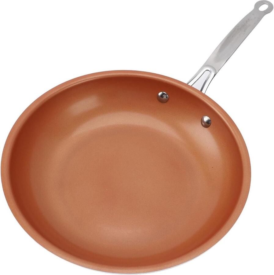 Koekenpan met Antiaanbaklaag Eierpan Kookpan Dagelijks Koken Gelijkmatige Warmte 24 Cm Koperkleurig