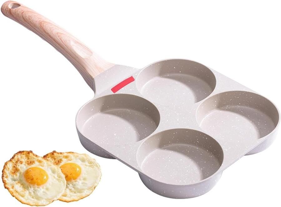 Koekenpan met antiaanbaklaag Eierpan pannenkoekenpan Ontbijt bereiden Vierkante vorm 4 holtes Zwart