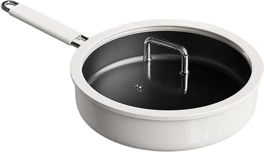 Koekenpan met antiaanbaklaag Keramische pan Braadpan Dagelijks koken Krasbestendige coating 24 cm Wit en zwart