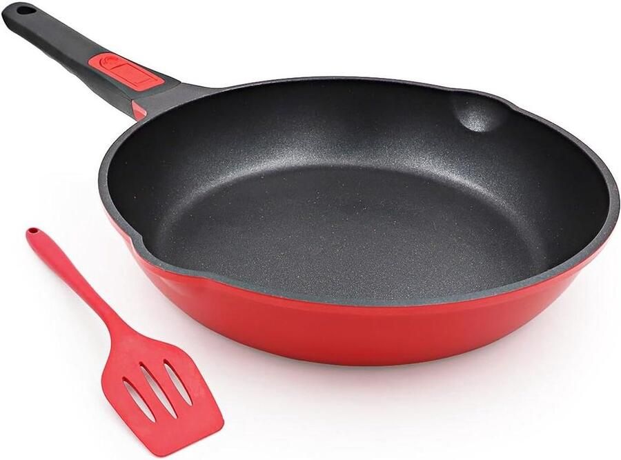 Koekenpan met Antiaanbaklaag Koekenpan Afneembaar Handvat Koken en Bakken Verwijderbaar Handvat 255 cm Zwart
