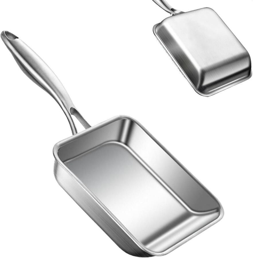 Koekenpan met Antiaanbaklaag Koekenpan Diep Dagelijks Koken Vierkante Vorm 19x16x4 cm Zilver