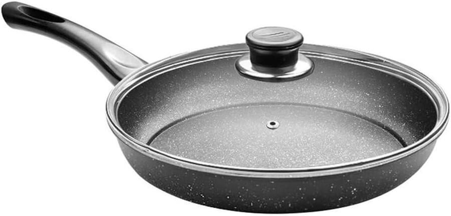 Koekenpan met Antiaanbaklaag Koekenpan Inductie Veelzijdig Koken Hittebestendig Handvat 28 cm Zwart