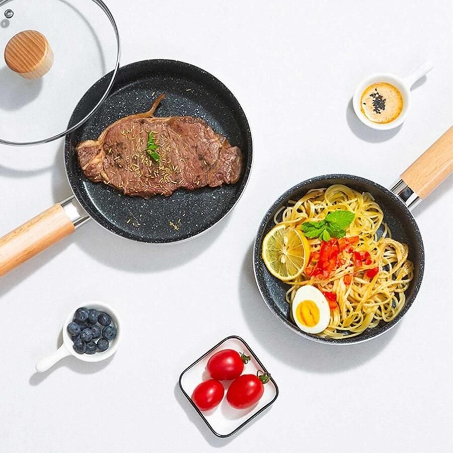 Koekenpan met antiaanbaklaag Koekenpan Wok Koken aan huis Medische steencoating 16 cm Geel