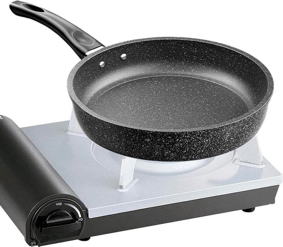 Koekenpan met antiaanbaklaag Koken en bakken Gelijkmatige warmteverdeling 26 cm Zwart