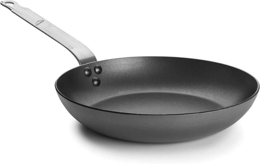 Koekenpan met antiaanbaklaag Koken op inductie Gemaakt van natuurlijk ijzer 36 cm Zwart